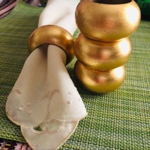 Gold Wooden Napkins Rings / Set of 4